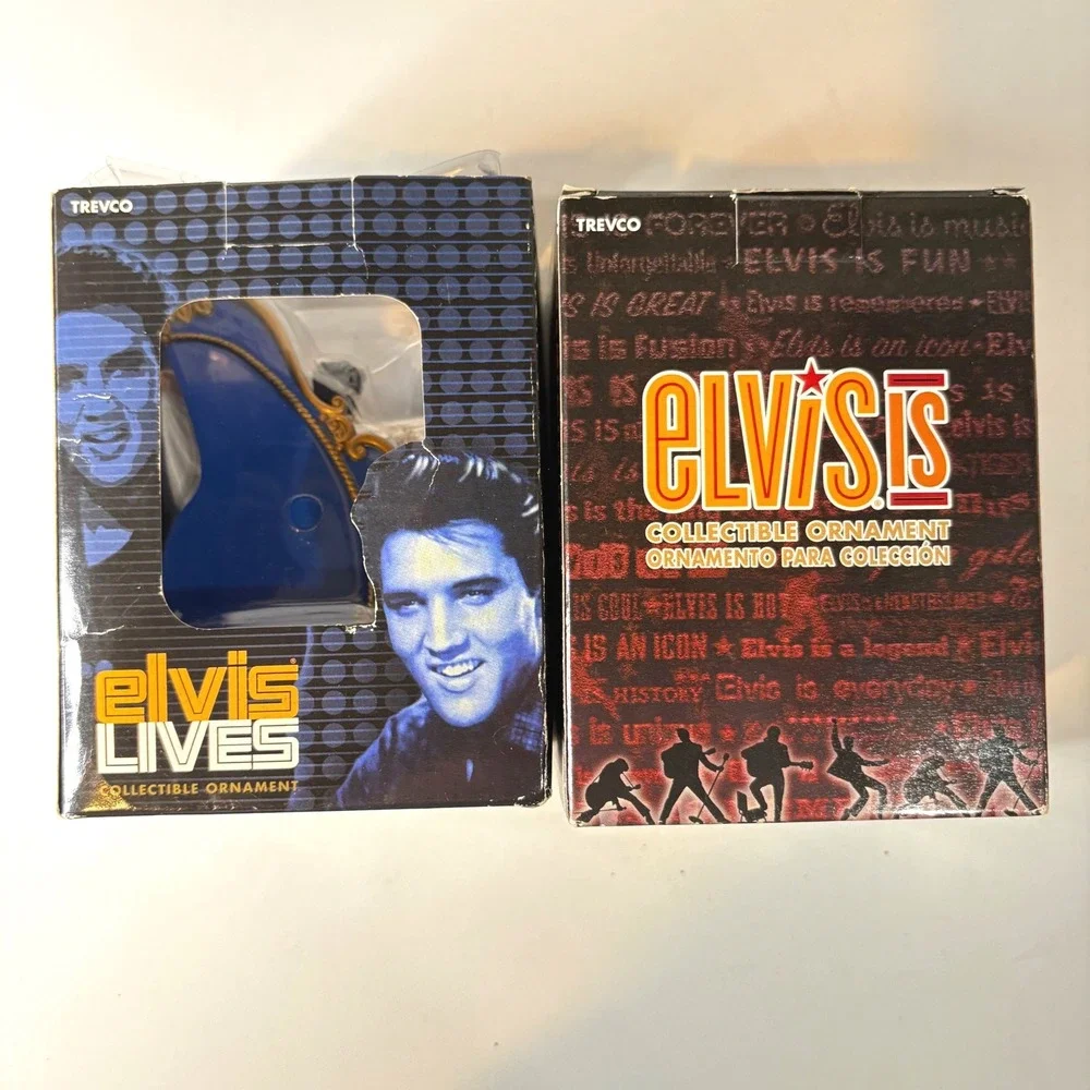 Elvis Presley Trevco Collectible Ornaments Las Vegas Aloha from Hawaii Set of 2